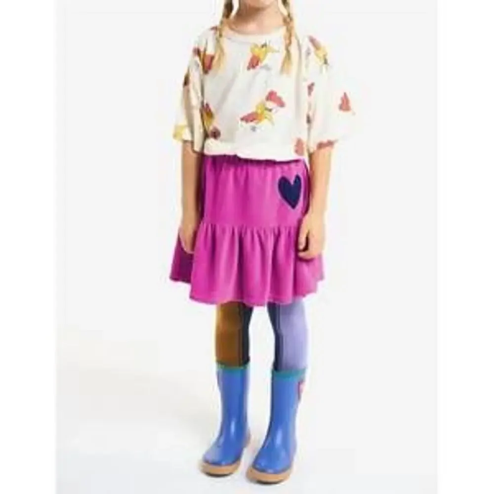 BOBO CHOSES heart velvet skirt in fuchsia 10-11